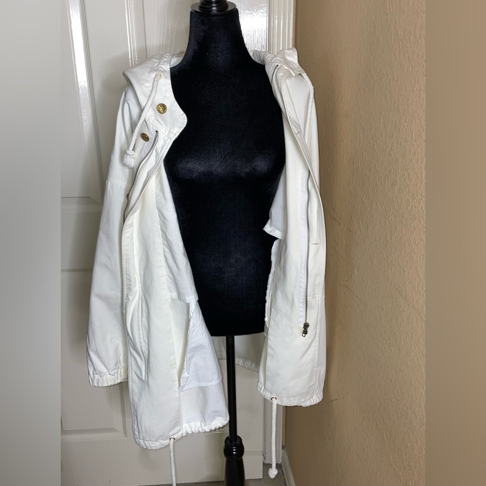Adrienne Vittadini Sport White Hooded Nautical Jacket Medium​​​​​​​​​​​​​ - Picture 5 of 12